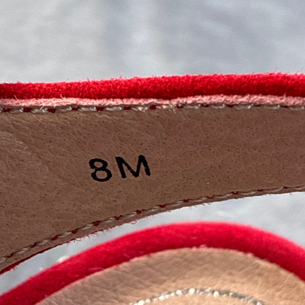 Vionic Ariel Red Suede Laser Cut Espadrille Wedge Sandals Womens 8M VS387 - Picture 6 of 16